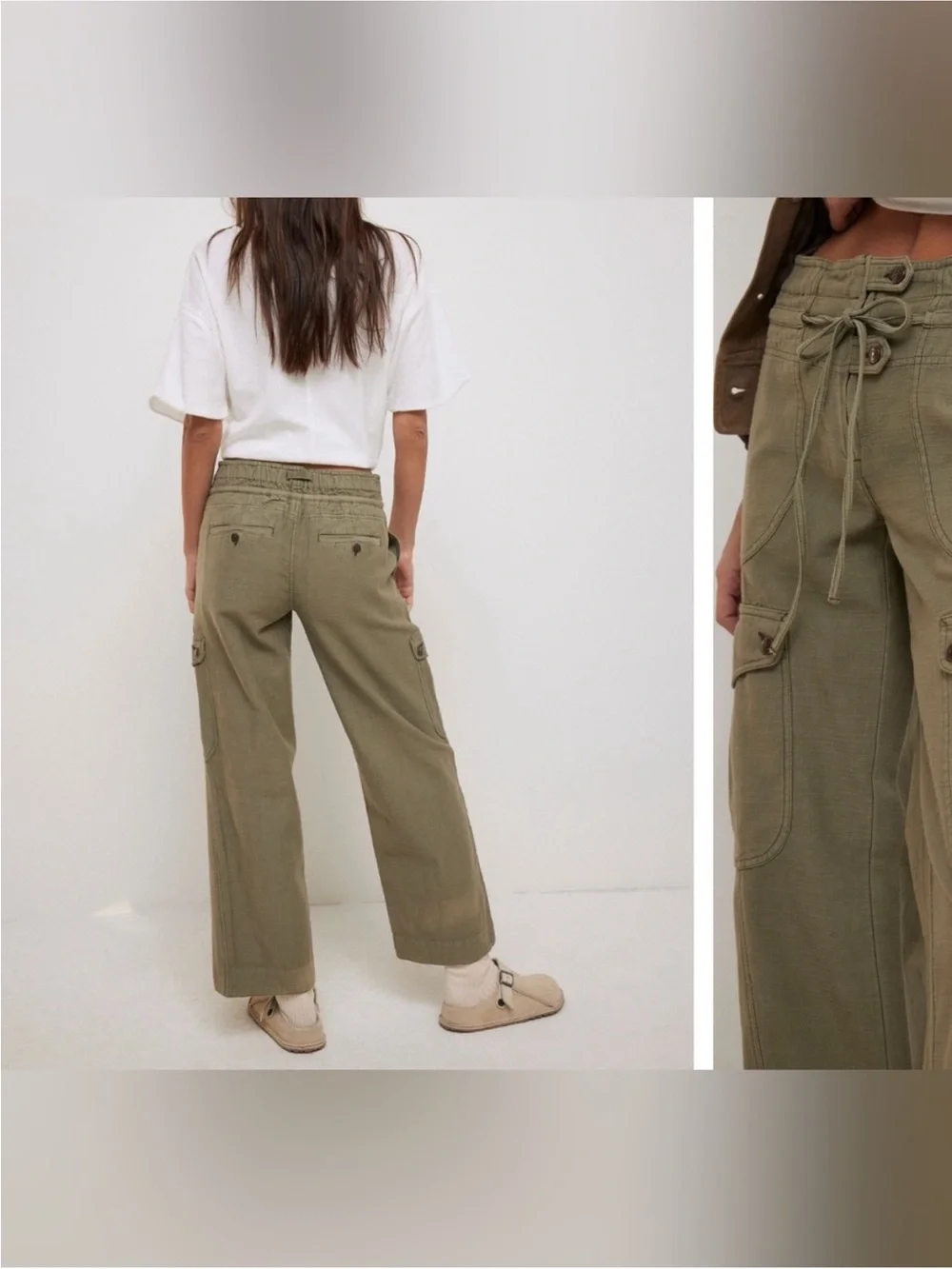 NWOT Free People We The Free Park Ave Pull-On Cargo Pants - adventurer green - L